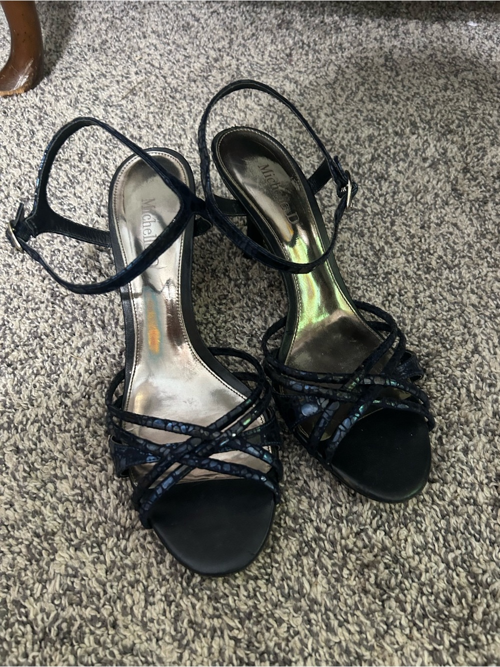 Michelle D Black Strappy Slingback Heels